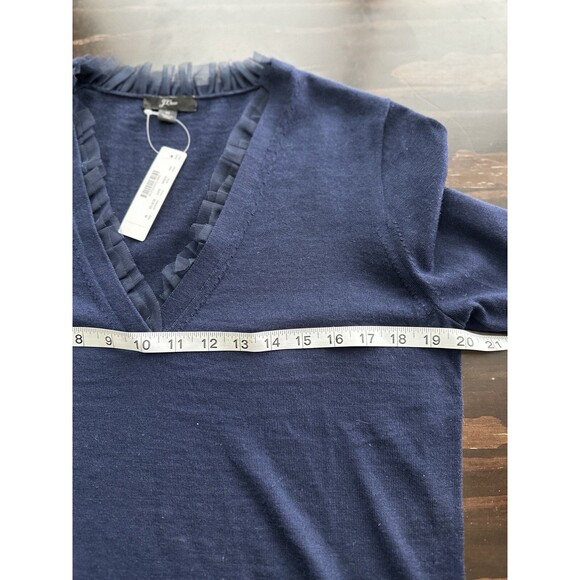 J.Crew M Merino Wool V-Neck ruffle long sleeves pullover Sweater - Picture 10 of 12